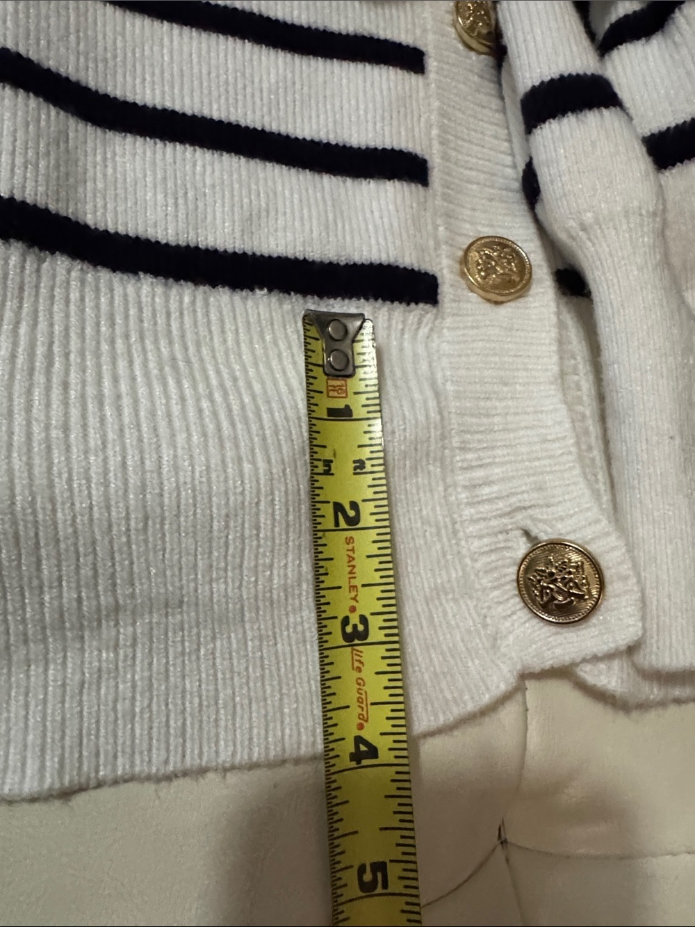 Cyrus Cardigan-Sz S-Rayon Blend-Gold Button-White & Black Stripes-Light Wear-GUC - Picture 15 of 16